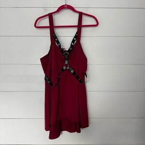 Rose Gal Women’s 1X Maroon Faux Leather Tank Top Plus Size